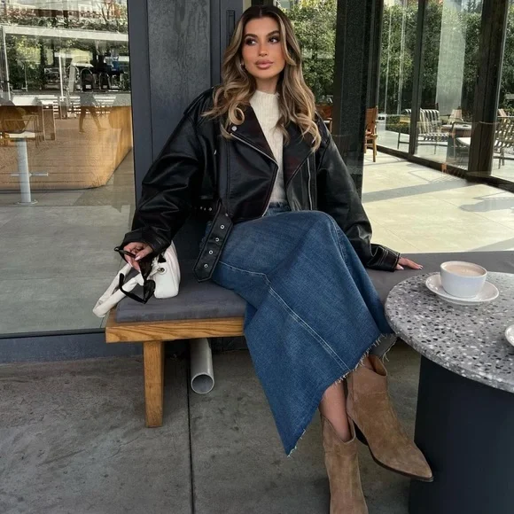 NWT Zara ZW The Stretch Denim Pencil Skirt